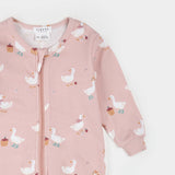 Petit Lem | Dress-Up Duck Print on Primrose Pink Sleeper