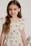 Miles the Label | Bows and Bouquets Smocked Ruffle Woven Top