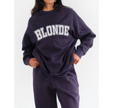 Brunette The Label | Varsity Blonde Crewneck Sweater | Navy