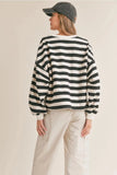 Sadie and Sage | Growth Striped Pullover | Black-Ivory