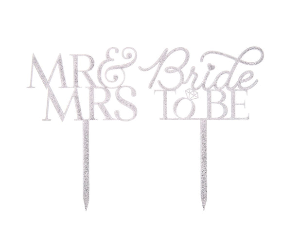 Avenue 9 | Wedding Sparkling Cake Toppers | Silver