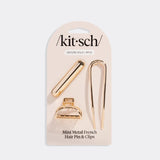 Kitsch | Mini Metal French Hair Pin & Clips | Gold 3 Piece