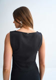 Lez a Lez | Minimal Fluted Cropped Tank Top With Round Neckline | Black | 3144E