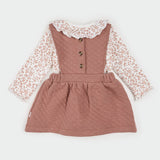 Petit Lem | Floral Terracotta Quilted Overall Dress
