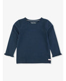 Ruffle Butts | Dark Navy Knit Long Sleeve Ruffle Layering Tee