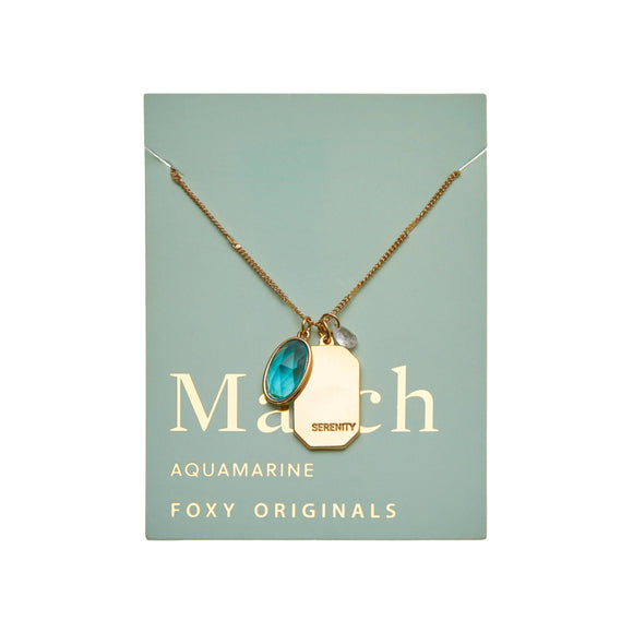 March Birthstone Necklace | Birthday Jewelry | Gold