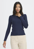 B Young | Bmmnorma Rib Oneck Long Sleeve Jumper | Navy Blue
