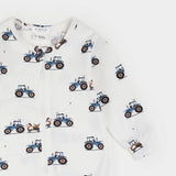 Petit Lem | Tractor Ride Print on Off-White Sleeper