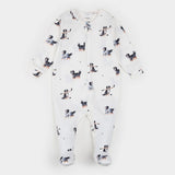 Petit Lem | Rink Rover Hockey Dog Print on Off-White Knit Sleeper