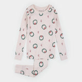 Petit Lem | Deck the Halls Print on Soft Pink PJ Set