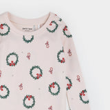 Petit Lem | Deck the Halls Print on Soft Pink PJ Set