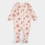 Petit Lem | Strawberry Print Soft Pink Ribbed Sleeper