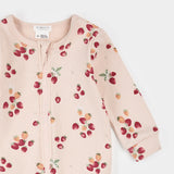 Petit Lem | Strawberry Print Soft Pink Ribbed Sleeper