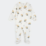 Petit Lem | Diggers Truck Print on Off-White Sleeper