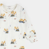 Petit Lem | Diggers Truck Print on Off-White Sleeper