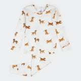 Petit Lem | Golf Dog Print on Off-White Sleep Set