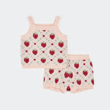 Petit Lem | Pink Strawberry Knit Short Set