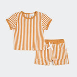 Petit Lem | Tan Stripe Terry Short Set
