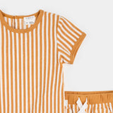 Petit Lem | Tan Stripe Terry Short Set