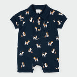 Petit Lem | Dogs at Work on Dress Blue Romper