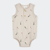 Petit Lem | Golf Caddy Print on Sand Ribbed Bubble Romper