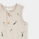 Petit Lem | Golf Caddy Print on Sand Ribbed Bubble Romper