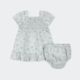Petit Lem | Vintage Floral Print on Powder Blue Dress Set