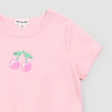 Miles the Label | Cherries on Pink Ruched T-Shirt | Girls