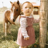 Petit Lem | Floral Terracotta Quilted Overall Dress