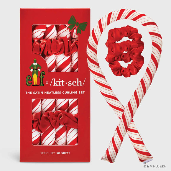 Kitsch | Elf Satin Heatless Curling Set | Candy Cane