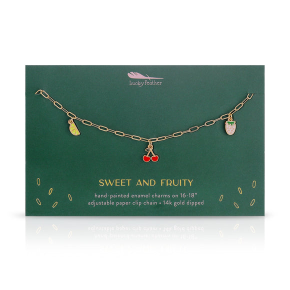 Lucky Feather | Enamel Treasure Necklace Sweet and Fruity | Gold