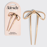 Kitsch | Metal Bow French Hair Pin | Gold
