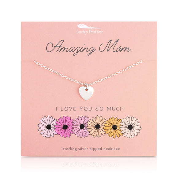 Lucky Feather | Heart Necklace Amazing Mom | Silver