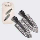 Kitsch | Metal Rhinestone Creaseless Clips 2pc Set | Hematite