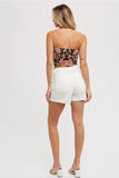 Bluivy | Paisley Print Satin Handkerchief Top | Black