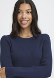B Young | Bmmnorma Rib Oneck Long Sleeve Jumper | Navy Blue
