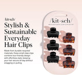 Kitsch | Recycled Plastic Claw Clips | 6 Piece Set | Black & Tort