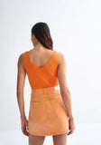 Lez a Lez | Basic V-Neck Knit Tank Top | Orange | 3065E