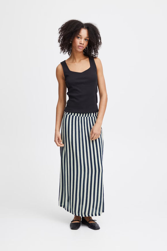 Ichi | Ihmarrakech AOP Skirt | Total Eclipse Stripe