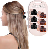 Kitsch | Recycled Plastic Claw Clips | 6 Piece Set | Black & Tort