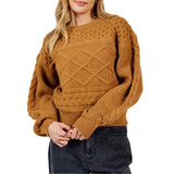 Sadie & Sage | Jean Raised Knit Pullover Sweater | Brown