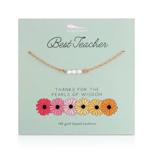 Lucky Feather | Beaded Necklace Best Teacher | Gold