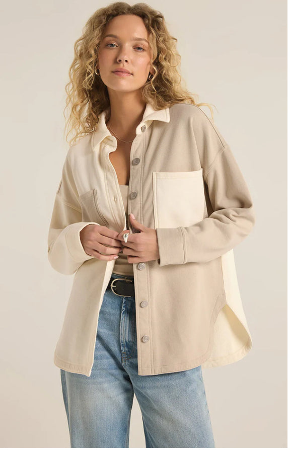 Z Supply | Sea All Day Color Block Jacket | Sea Salt | ZJ243838