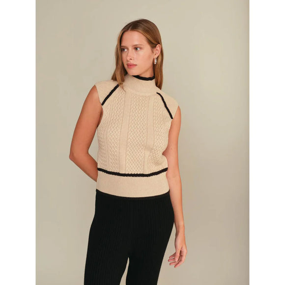 Deluc | Joe Turtleneck Vest | Ecru with Black Details