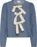 Ichi | Ihosana Denim Long Sleeve Shirt | Medium Blue