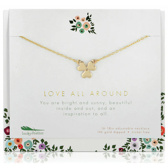 Lucky Feather | 3 Heart Necklace Love All Around | Gold