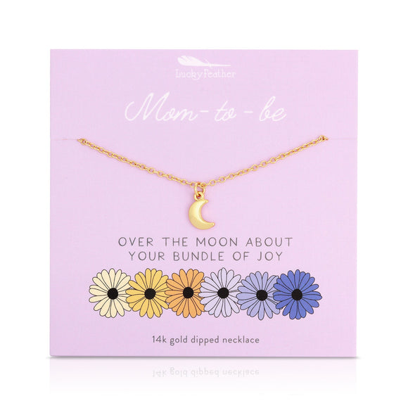 Lucky Feather | Moon Necklace Mom-To-Be | Gold