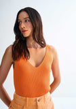 Lez a Lez | Basic V-Neck Knit Tank Top | Orange | 3065E