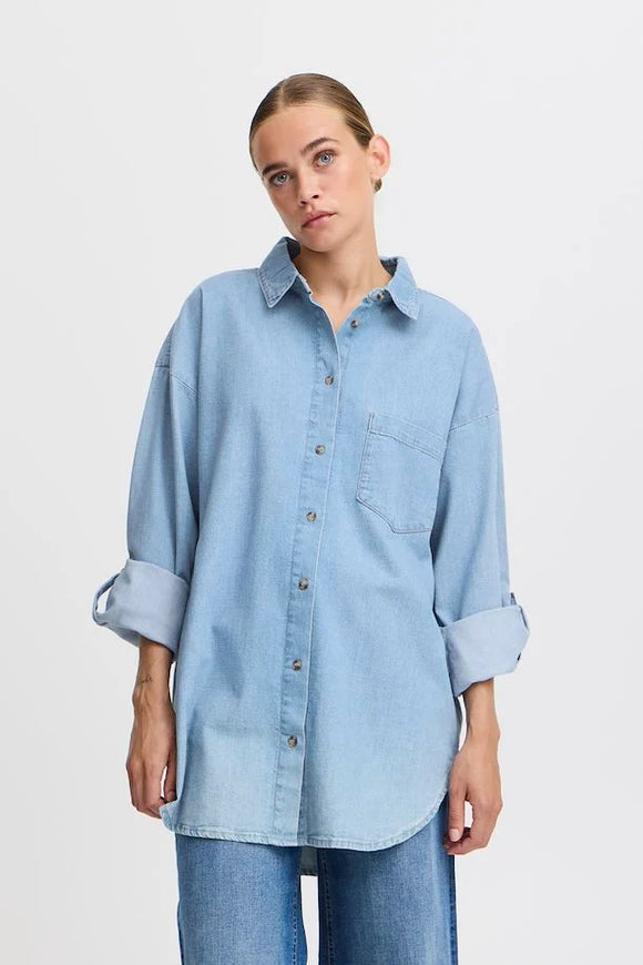 Ichi | Ihdiver Shirt | Washed Blue Denim