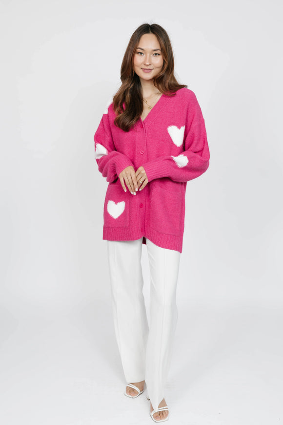 Smash + Tess | Adora Cardigan | Raspberry/Cream Heart